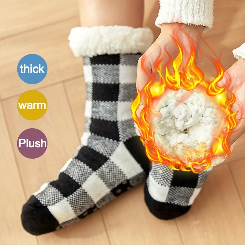 Thick Socks Men's Pile Floor Covering Socks Plush Thickened Plaid Printed Sleeping Snow Socks