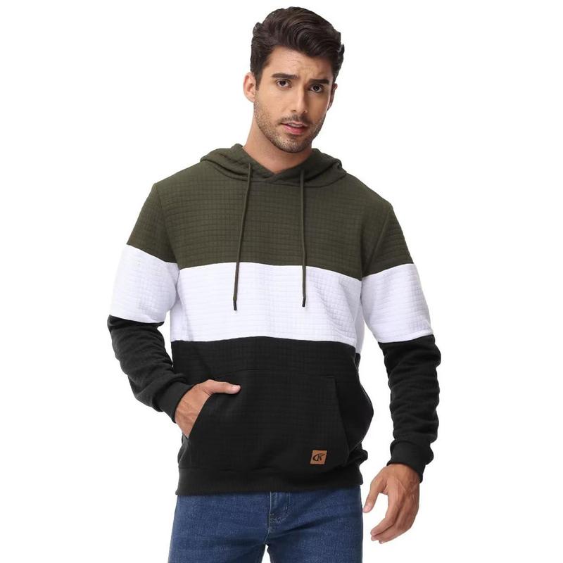 Men's Stylish Pullover Hoodies with Plaid Jacquard Design, Long Sleeves, a Drawstring, Hipster Style - These Are Casual Hooded Sweatshirts That Come with Convenient Kanga Pockets   Fashion Menswear plaid hoodie Kangaroo Mesh Sport Tops Longsleeves Vibe