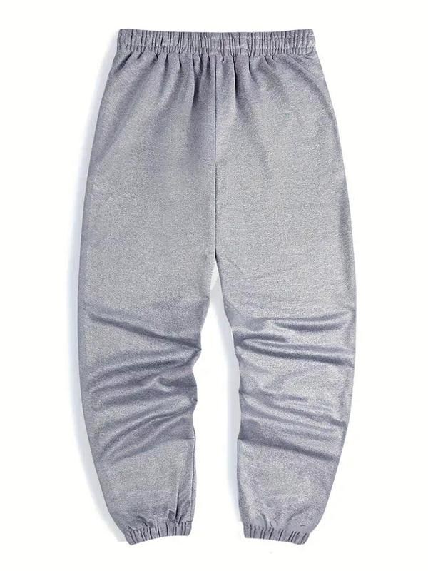 Men's Letter Print Drawstring Waist Sweatpants, Casual Loose Pocket Jogger Pants for Summer, Fashion Men's Bottoms for Daily Wear