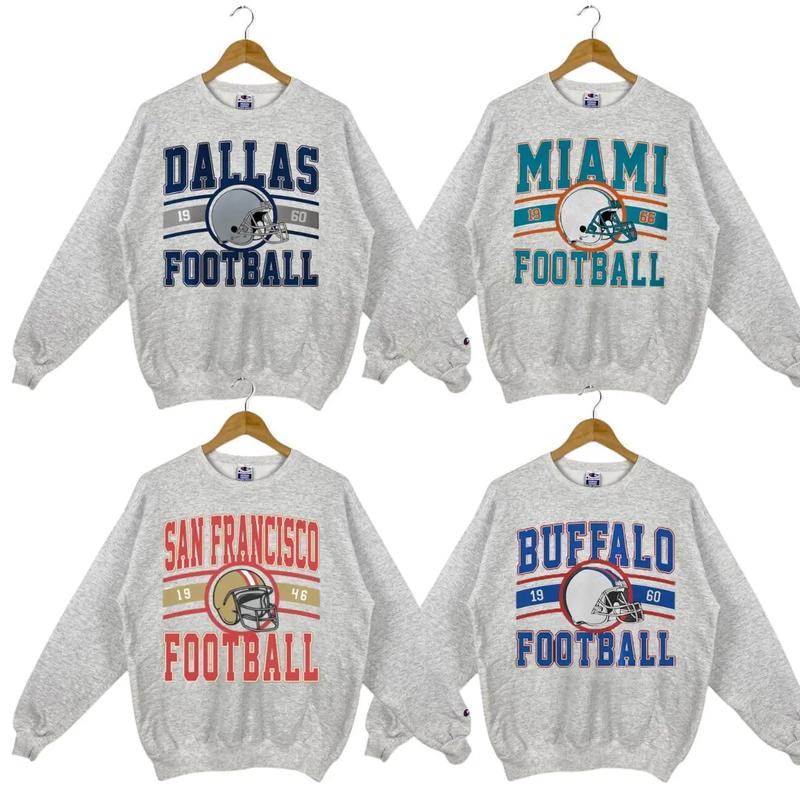 Vintage All Teams Football Unisex Crewneck Sport Classic Sweatshirt Casual Fabric Sweaters