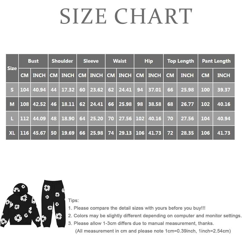 (Christmas carnival) hooded athletic tracksuit unisex 2 piece running clothing long sleeve hoodie sweatshirt + track pants set embroidered kapok loose jeans denim tears hoodie denim tears  jeans hip hop vintage print