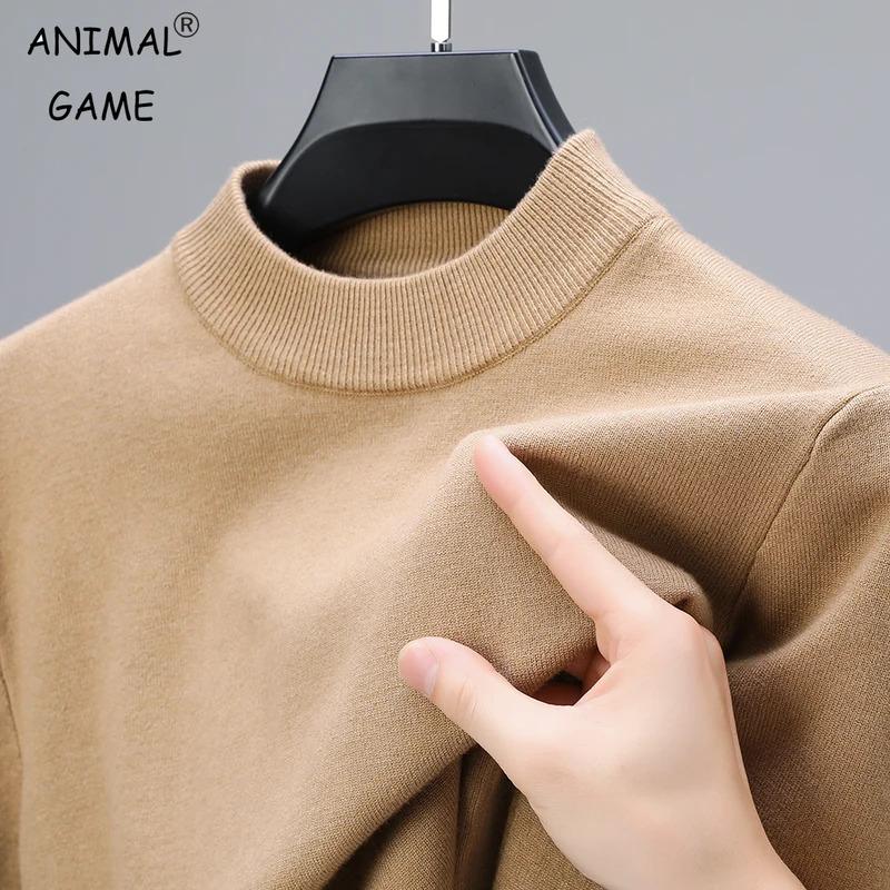 Half Turtleneck Knitwear Sweater New Autumn Winter Mock Neck Sweatshirts Solid Color Sweaters Man Brand Casual Mens Clothing