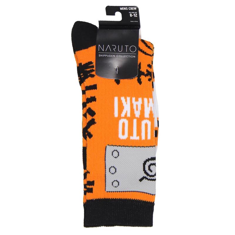 Naruto Shippuden Naruto Uzumaki Hidden Leaf Village Logo Athletic Crew Socks