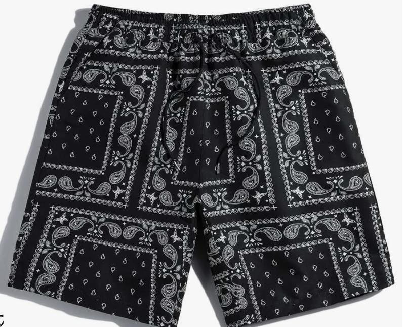 Loose Fit Men's Paisley Print SPORT Shorts With Drawstring Waist VIRAL MENSWEAR Stylish Gym