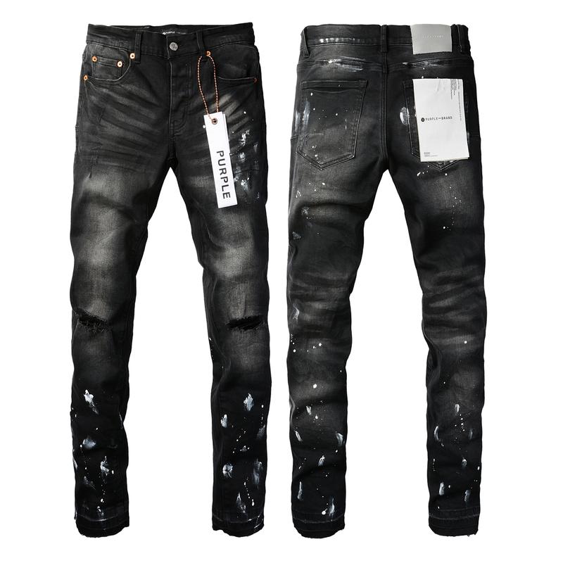 Purple-brand Men's Jeans Slim Fit Stretch Jeans Baggy Ripped Straight Skinny Denim Pants for Men Fashionable Biker Motocycle Holes Pants 2024