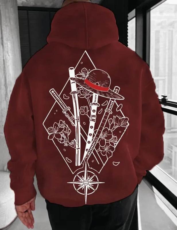 One Piece Sword Hoodie, Minimalist Manga-Inspired Sweatshirt, Iconic Straw Hat Design, Perfect for Anime Enthusiasts, Unisex hoodie