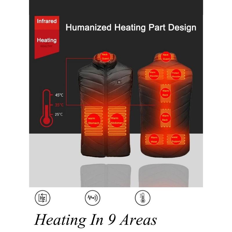 Winter Smart Heating Vest Unisex Warm Heating Clothes USB Electric Heating Vest 9-Zone Heating Adjustable Temperature