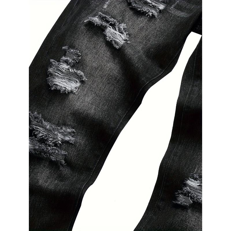 Black ripped jeans for men