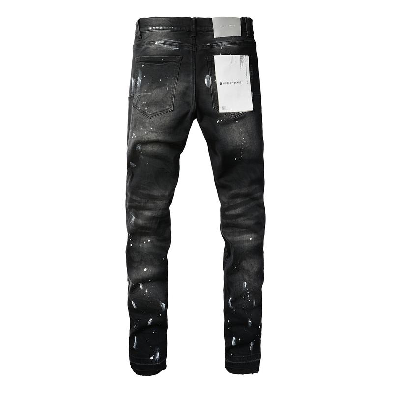 Purple-brand Men's Jeans Slim Fit Stretch Jeans Baggy Ripped Straight Skinny Denim Pants for Men Fashionable Biker Motocycle Holes Pants 2024