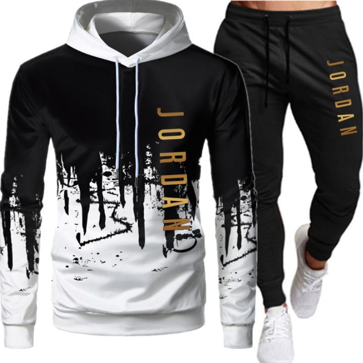 New digital printing, the perfect combination of fashion and comfort. Men's hooded sports suit