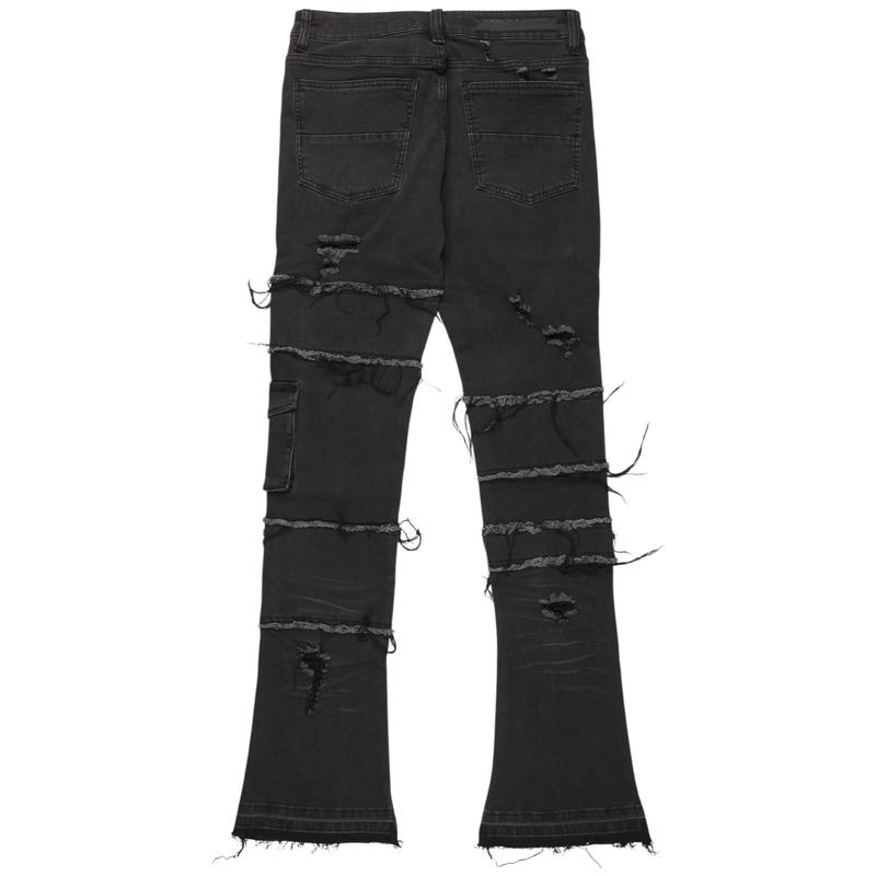 Folant Dark Grey Stacked Cargo Flare Jean