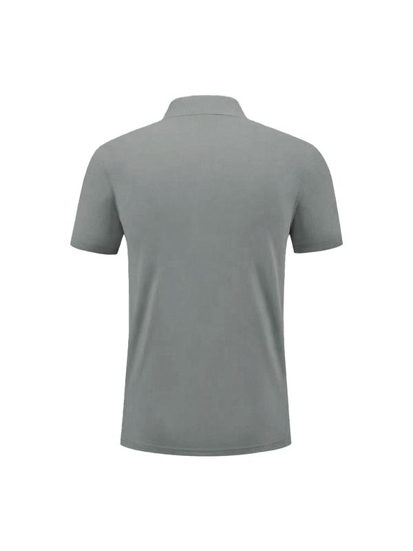 Men's Solid Half Button Polo Shirt, Loose Casual Sporty Short Sleeve Top for Summer, Men's Clothing for Running Golf