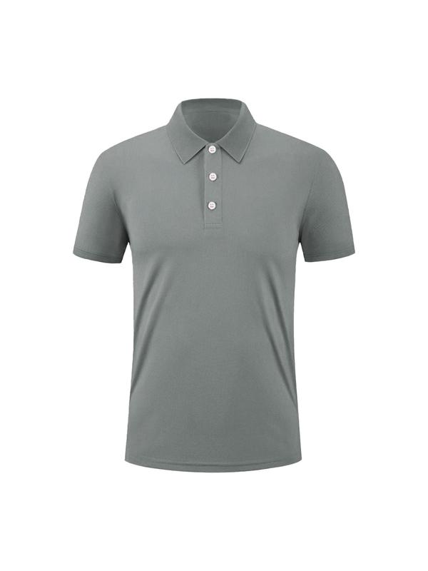 Men's Solid Half Button Polo Shirt, Loose Casual Sporty Short Sleeve Top for Summer, Men's Clothing for Running Golf