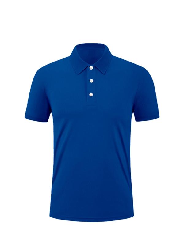 Men's Solid Half Button Polo Shirt, Loose Casual Sporty Short Sleeve Top for Summer, Men's Clothing for Running Golf