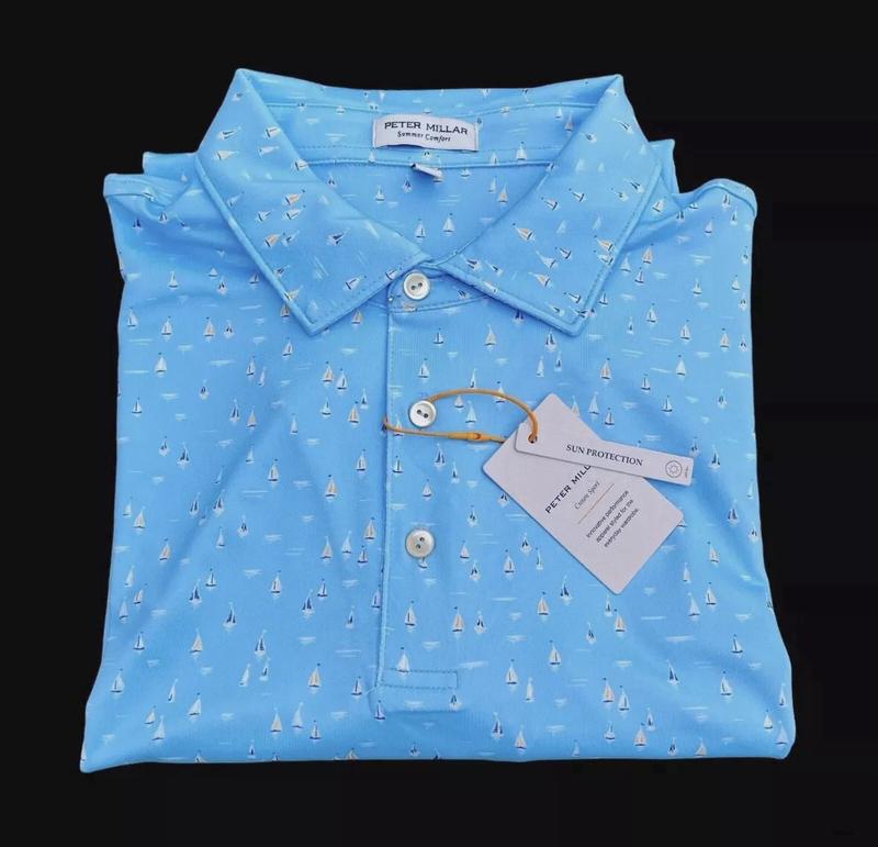 Peter Millar Crown Sport Sail Boat Beach Summer Comfort Polo New $110 LARGE