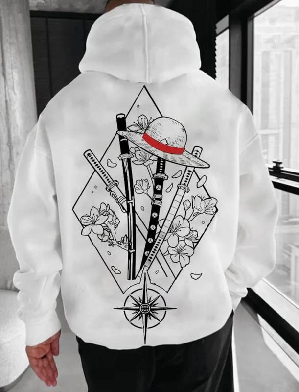 One Piece Sword Hoodie, Minimalist Manga-Inspired Sweatshirt, Iconic Straw Hat Design, Perfect for Anime Enthusiasts, Unisex hoodie