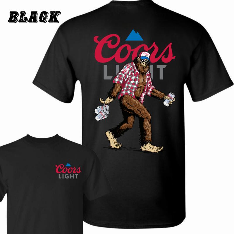 Coors Light Sasquatch T-shirt , Fun Bigfoot Design With Plaid Shirt And Coors Light Cans , Unisex Sand Tee , Perfect For Beer Lovers And Outdoor Enthusiasts , Comfortable And Stylish , Great For Casual Wear Classic Crewneck Menswear Streetwear Underwear