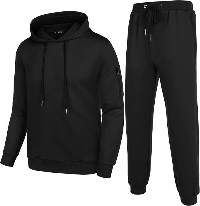 COOFANDY B Men's Tracksuit Hoodie Set Hooded Athletic Sweatsuits Casual Running Jogging Sport Suit Sets Classic Menswear Cotton Elastic black friday