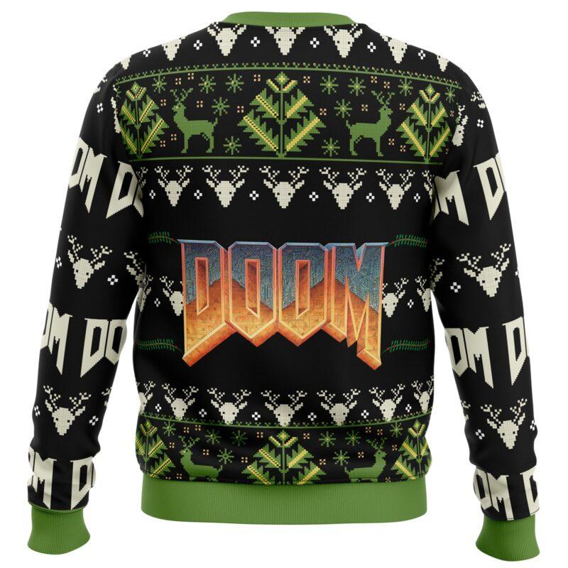 Doom v2 Ugly Christmas Sweater - Classic Gaming-Themed Festive Pullover Celebrating the Legendary First-Person Shooter Experience