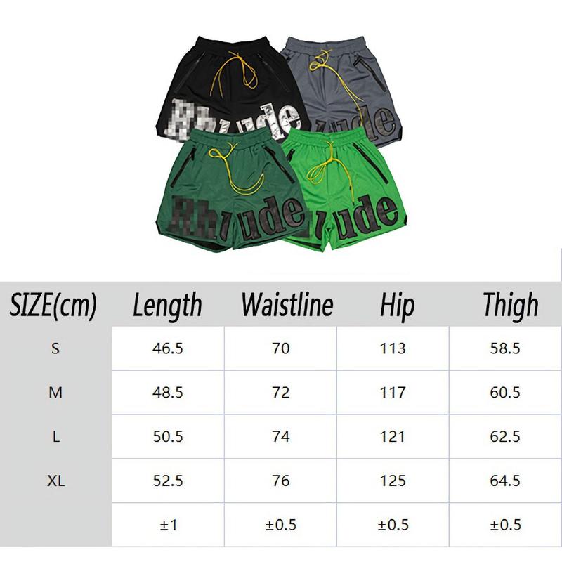 RHUDE Mens Shorts Hip Hop Letter embroidery Five-Point Pants Casual Basketball Mesh Shorts for Men and Women