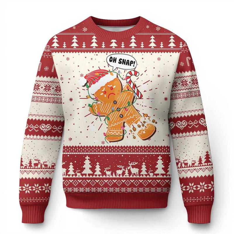 Funny Xmas Ugly Christmas Sweater Op Snap Gingerbread Broken Leg Xmas1437