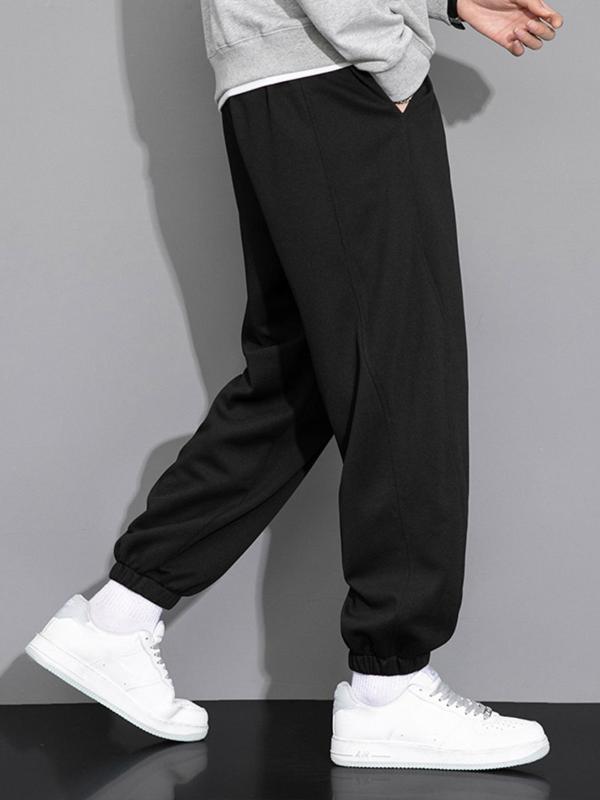 Men's Loose Letter Print Pocket Drawstring Sweatpants, Casual Cozy Elastic Waist Trousers For Daily Wear, Men's Bottoms For Spring & Fall