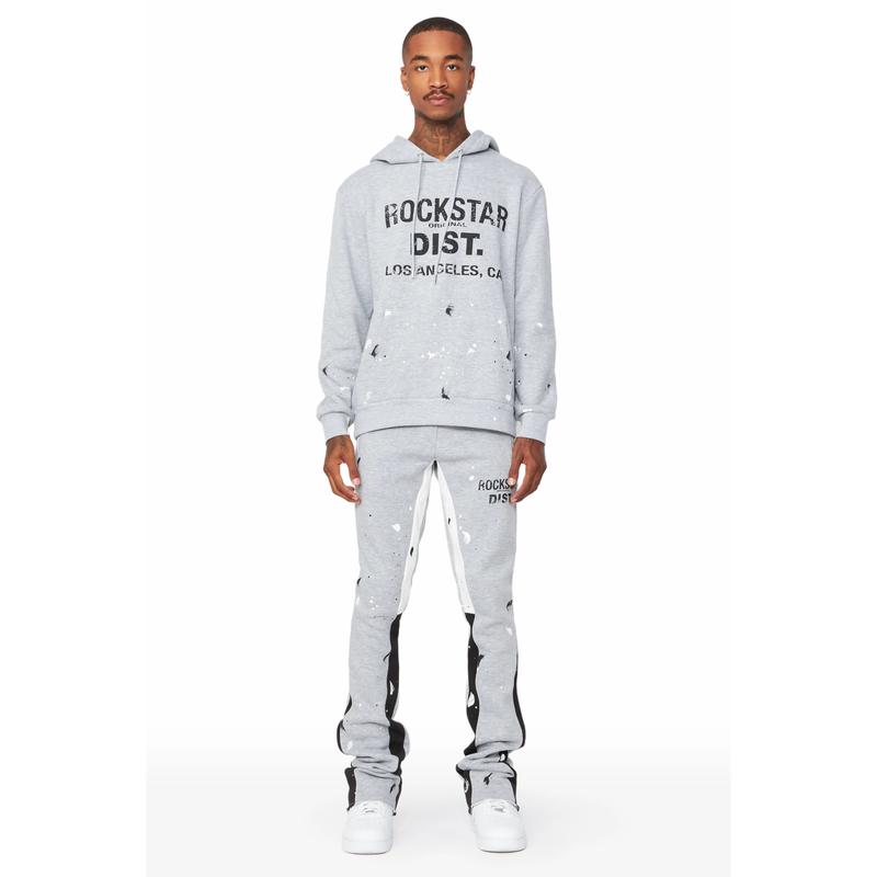 Scottie Heather Grey Paint Splatter Hoodie Stacked Flare Track Set