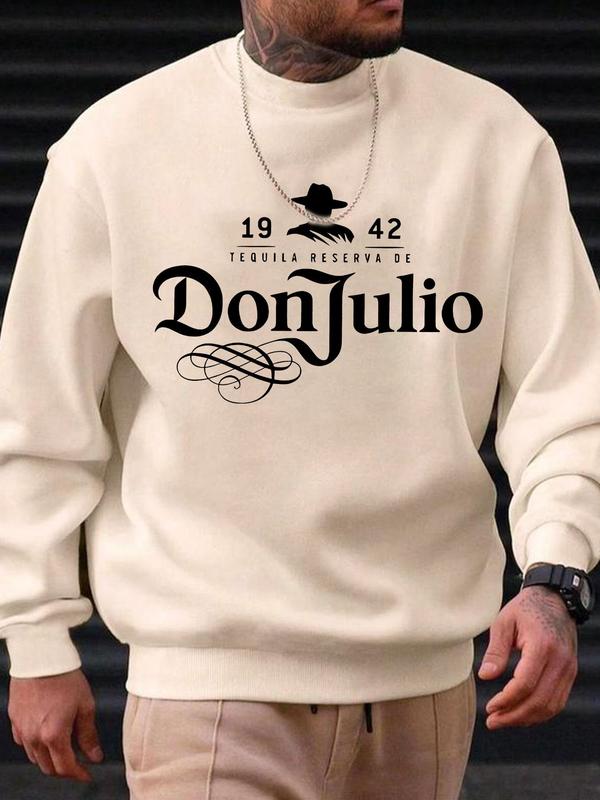 Men's Regular Fit Letter Print Graphic Sweatshirt, Casual Soft Comfy Long Sleeve Crew Neck Pullover for Fall & Winter, Men's Clothes for Daily Wear