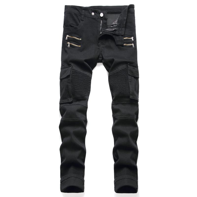 Men's Fashion Biker Classic Distressed Straight Slim Fit Designer Jeans For Men Denim Pants