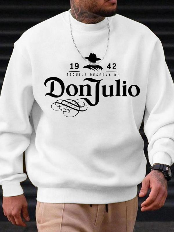 Men's Regular Fit Letter Print Graphic Sweatshirt, Casual Soft Comfy Long Sleeve Crew Neck Pullover for Fall & Winter, Men's Clothes for Daily Wear