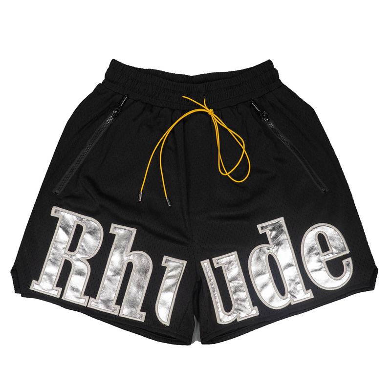 RHUDE Mens Shorts Hip Hop Letter embroidery Five-Point Pants Casual Basketball Mesh Shorts for Men and Women