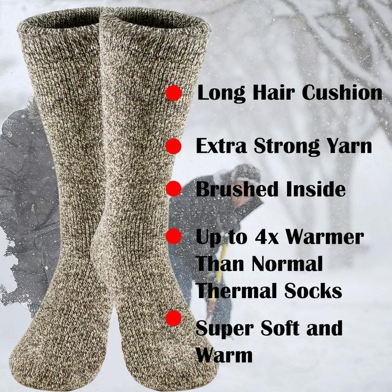 3 Pairs Winter Merino Lambs Wool Heavy Duty Thermal Boots Socks For Men Women Menswear Breathable Underwear