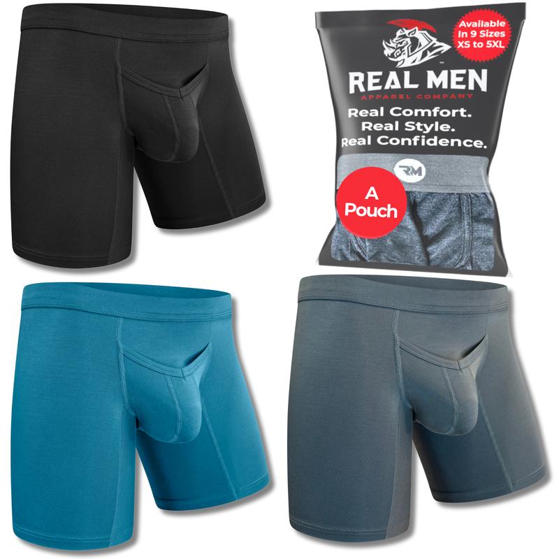 Real Men Modal V-Fly 7 Inch Inseam Pouch Boxer Brief Menswear Modal Spandex Underwear Human Plain