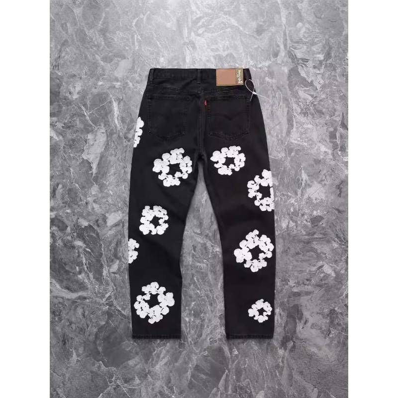 New Embroidered Kapok Loose Straight Leg Casual Men's And Women's Jeans Fashion Couple Pants