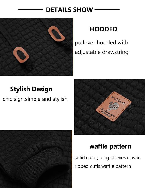 COOFANDY B New York Fashion Week Mens Hooded Sweatshirt Casual Long Sleeve Drawstring Waffle Knit Pullover Hoodies