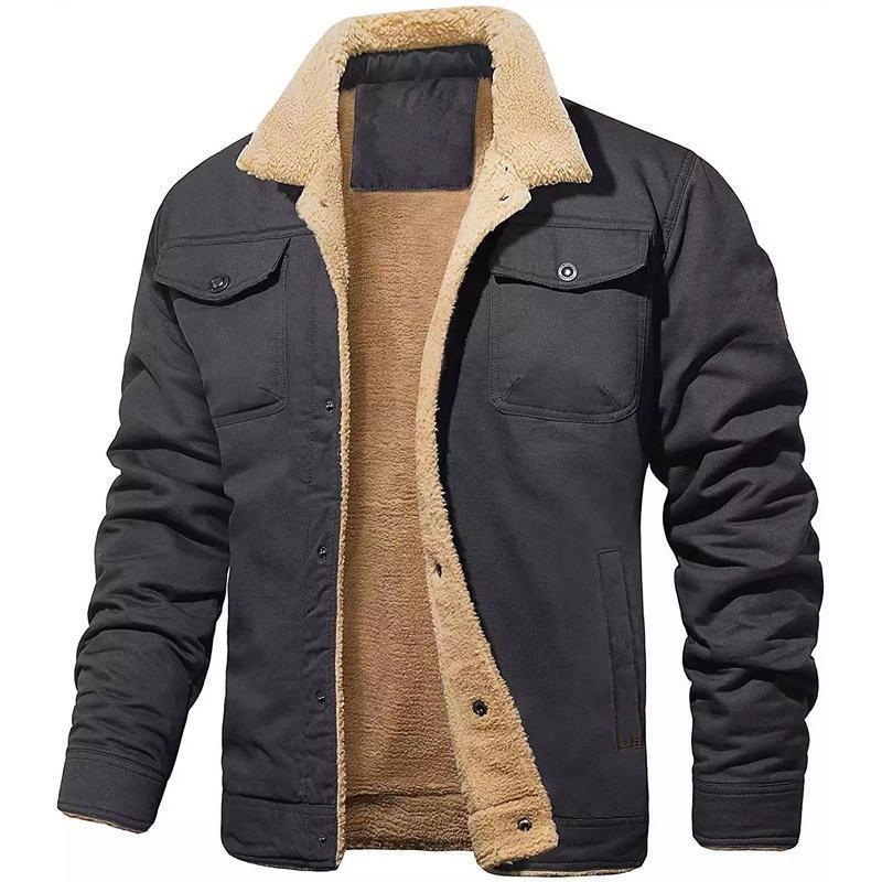 Autumn and Winter New Men's Jacket Fleece-lined Cotton Workwear Casual Jacket Men's Coat Factory