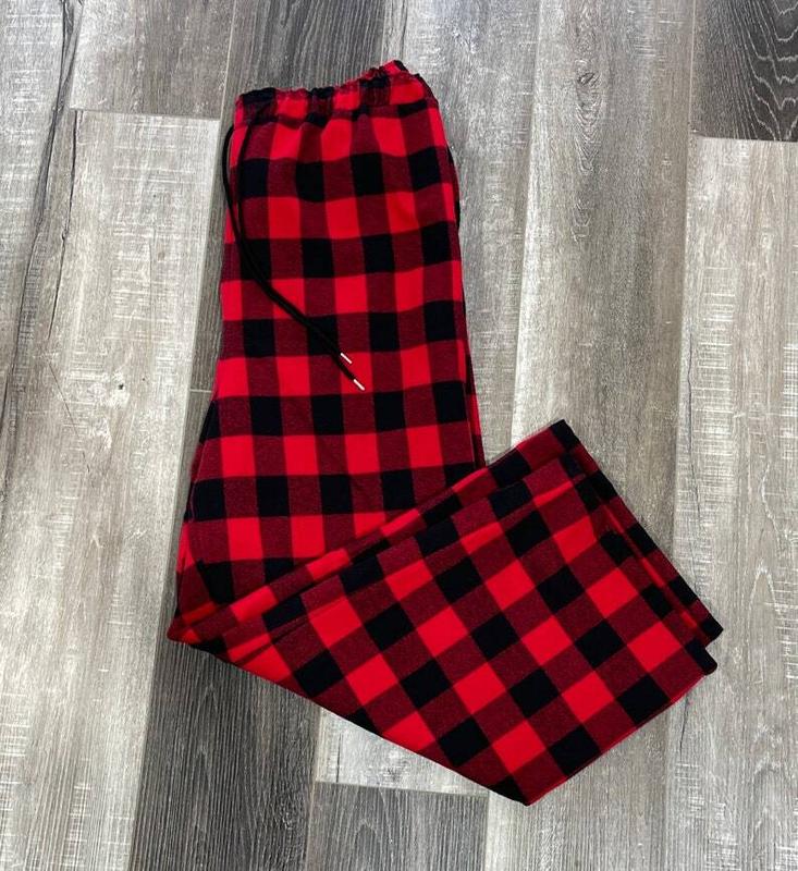 Red Black 00Buffalo00 Check Organic Flannel Pajama Pants Men | Christian Clothing | Handmade | Flannel Pajamas |