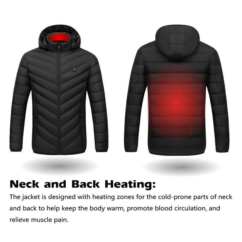 Winter Electric Heated Warm Jackets USB Heating Battery Power Coat Long Sleeves For Snow Ski Jacket - Medium heated jacket Menswear Coats Tops Man Casual Long Sleeve Bestie Beige Plain