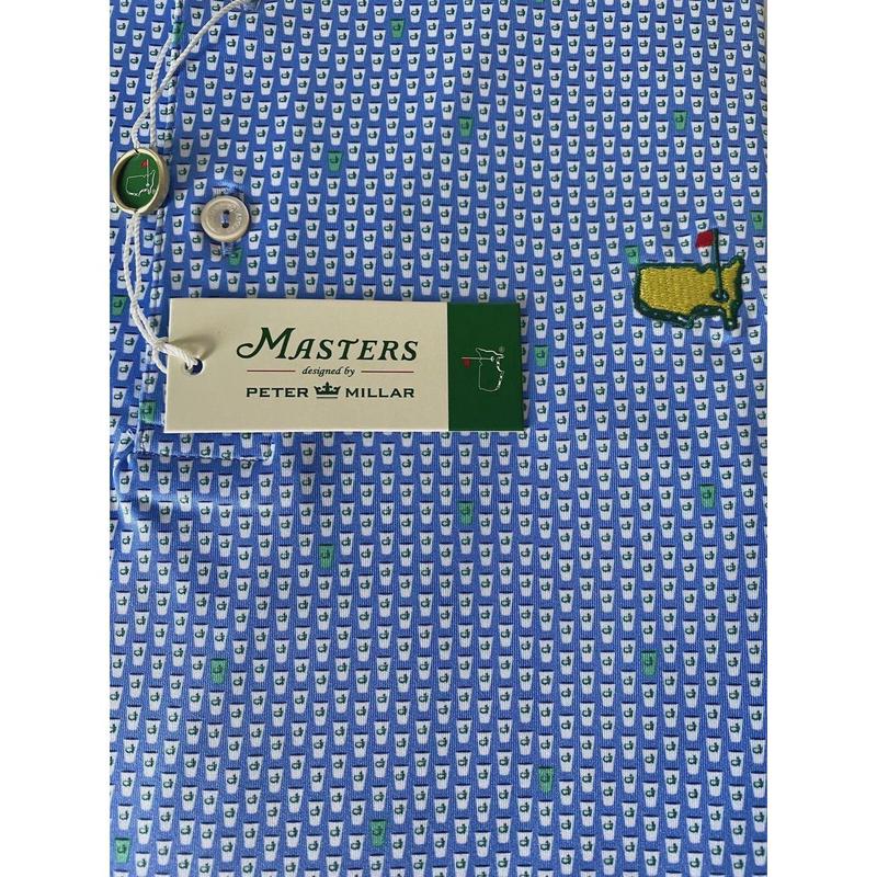 2024 Large Peter Millar Men's Masters Golf Shirt Beer Cups Print Polo Augusta