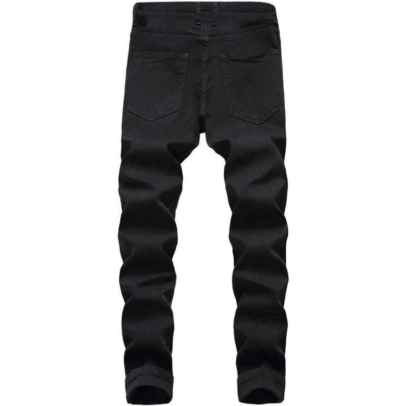 Men's Ripped Skinny Stretch Distressed Destroyed Slim Jeans Denim Pants