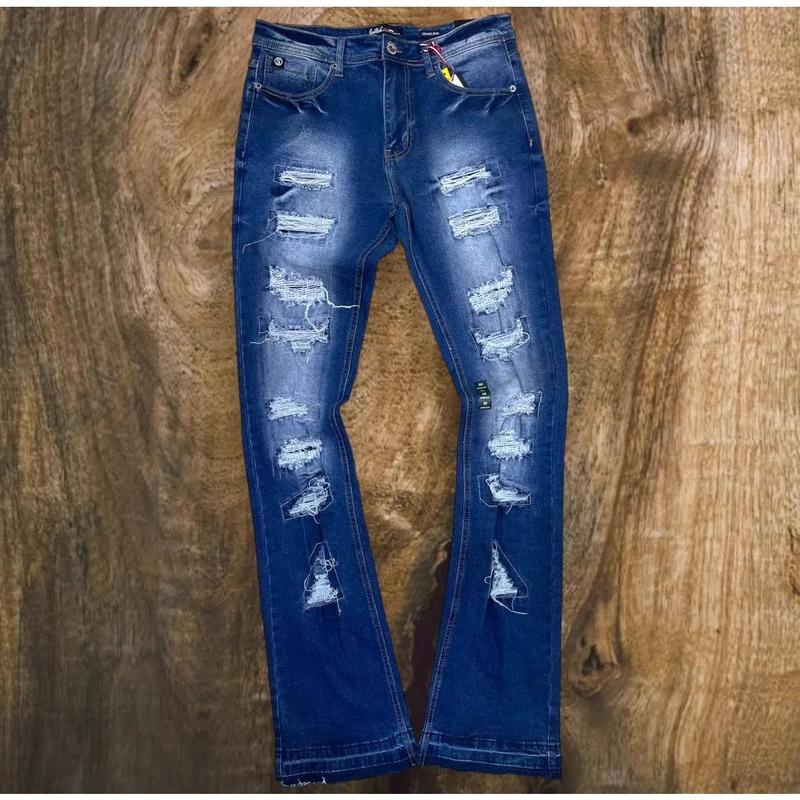 SF3690 - Damaged Stacked Denim Jeans