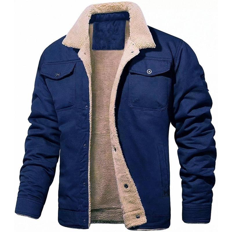 Autumn and Winter New Men's Jacket Fleece-lined Cotton Workwear Casual Jacket Men's Coat Factory