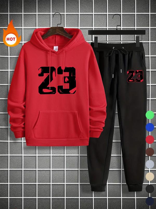 Men's Hoodie & Sweatpants Two-piece Set, Casual Regular Fit Long Sleeve Hooded Pullover & Jogger Pants for Fall & Winter, Men's Two-piece Outfits for Daily Wear