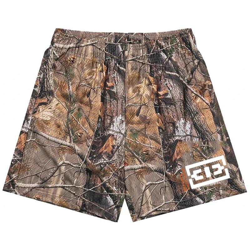 Men's Casual Mesh Camo Chic Fitted Trend Mid Waist Shorts For Men & Women, Breathable & Versatile for Basketball, Fitness,Outdoor Menswear