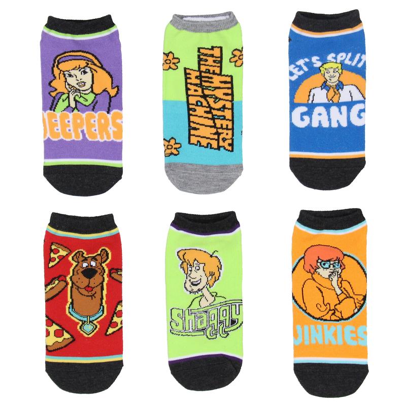 Scooby-Doo Socks Adult Shaggy Mystery Machine Low Cut No Show Mix And Match Ankle Socks 6 Pairs