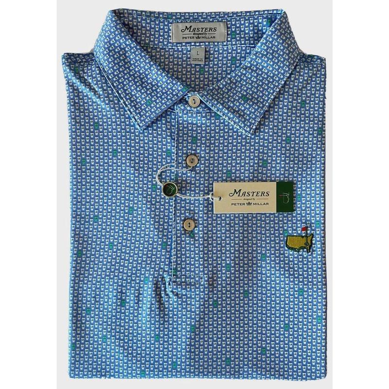 2024 Large Peter Millar Men's Masters Golf Shirt Beer Cups Print Polo Augusta