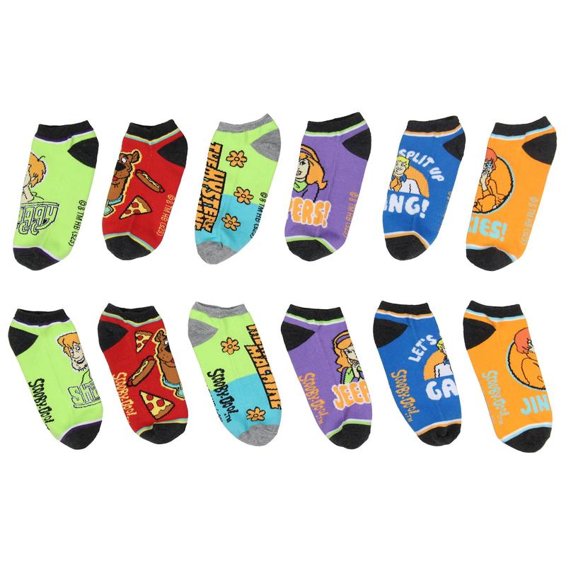 Scooby-Doo Socks Adult Shaggy Mystery Machine Low Cut No Show Mix And Match Ankle Socks 6 Pairs