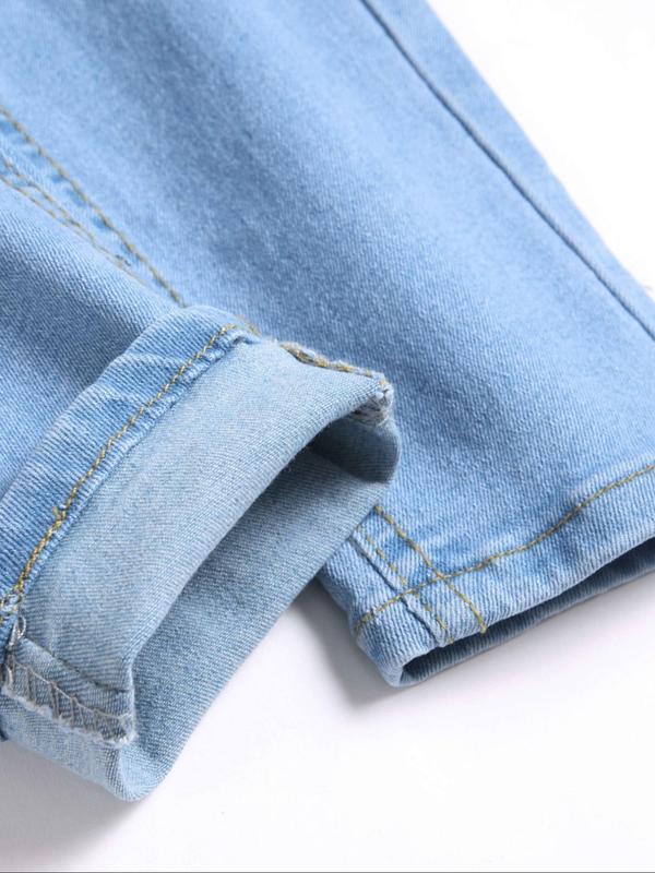 Men's Washed Denim Jeans, Slim Casual Pocket Zipper Fly Jeans for Daily Wear, Fashion Men's Bottoms for All Seasons