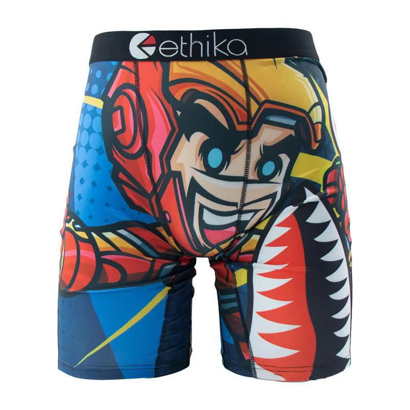 ethika pack 3 pieces boys campus comfortable sports basketball boxer briefs men's breathable shark print sexy underwear