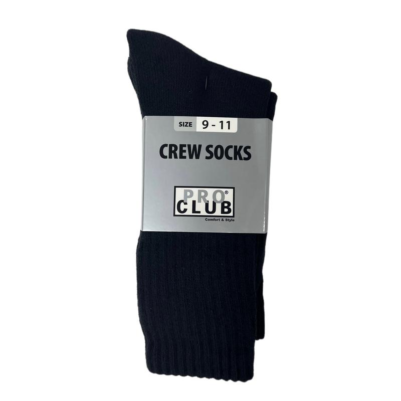 Pro Club Mens 3PC Heavyweight Cotton Crew Socks with Ribbed Knit for Casual Comfort Soft Menswear Spandex